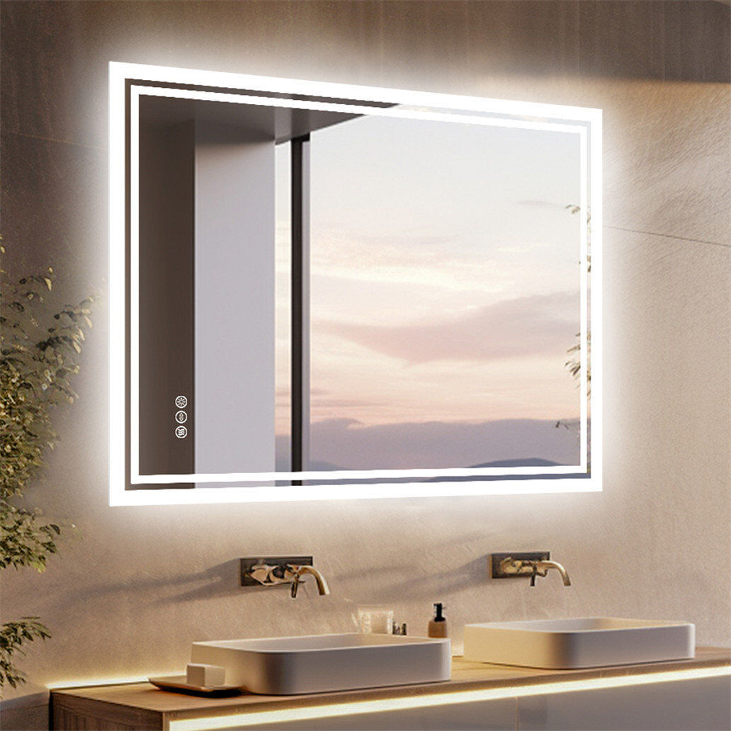 Ivy Bronx Alona Backlit LED Anti-Fog Bathroom Vanity Mirror Silver 80cm H x 60cm W