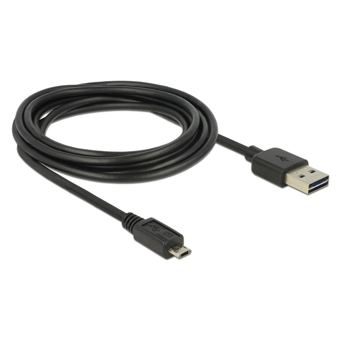 Delock USB2.0-Kabel Easy A-MicroB: 3m, schwarz (3 m, USB 2.0) (83851)