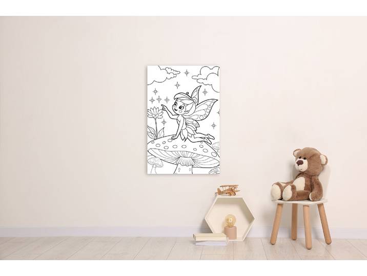 Bild QUEENCE Elfe auf Fliegenpilz , weiss (farbe bild(er): weiß), B:40cm H:60cm T:0,4cm, Alu Dibond, Bilder, Bild, DIY Wandbild aus Dibond