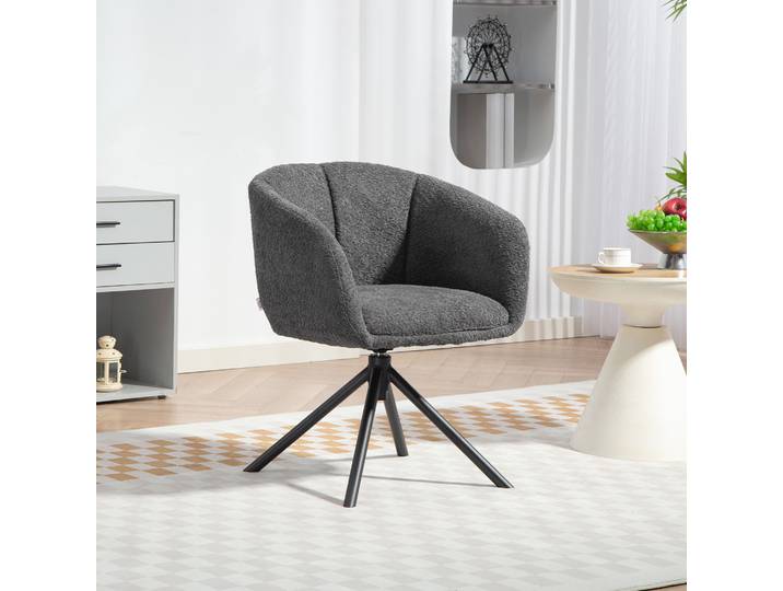 HOMCOM Fauteuil Pivotant Rembourré 120kg Gris Foncé