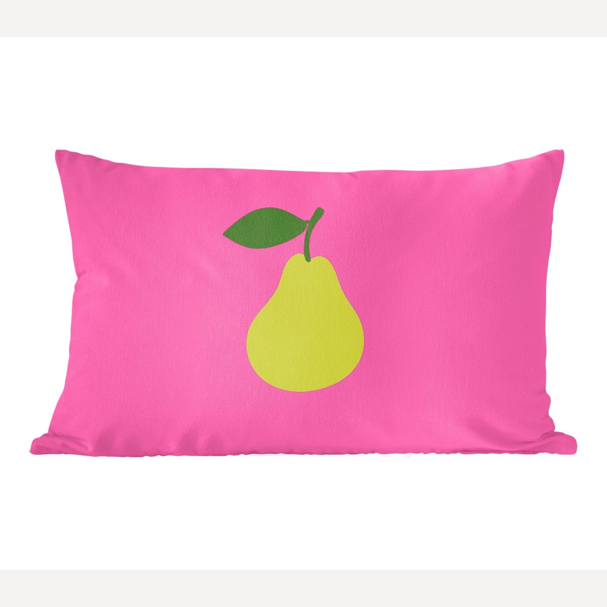 PillowMonkey Sierenkussen met Fruit Illustratie Peer - Groen - 50 x 30 cm