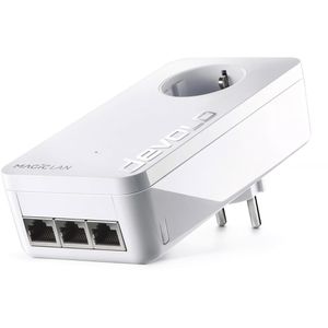 Devolo Powerline Magic 2 LAN triple Bridge, 8502, 07015, 1 Adapter, bis 2400 MBit/s, mit Steckdose