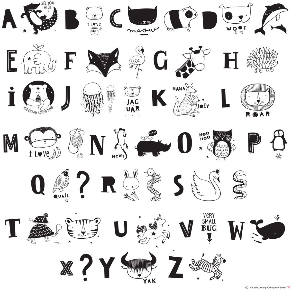 A Little Lovely Company Lightbox letterset ABC zwart