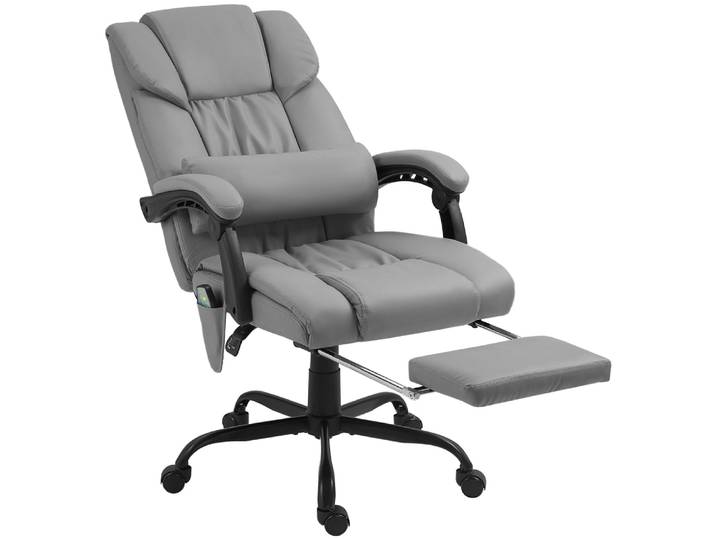 Fauteuil de bureau direction massant inclinable repose-pied gris