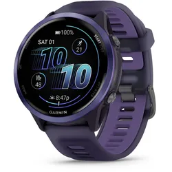 Garmin Forerunner® 570 - 47 mm GPS Laufuhr für Triathlon & Training mit AMOLED-Display & 22mm Silikon-Schnellwechsel-Armband - imperial purple/indigo Aluminium - ⌀ 47mm Gehäuse