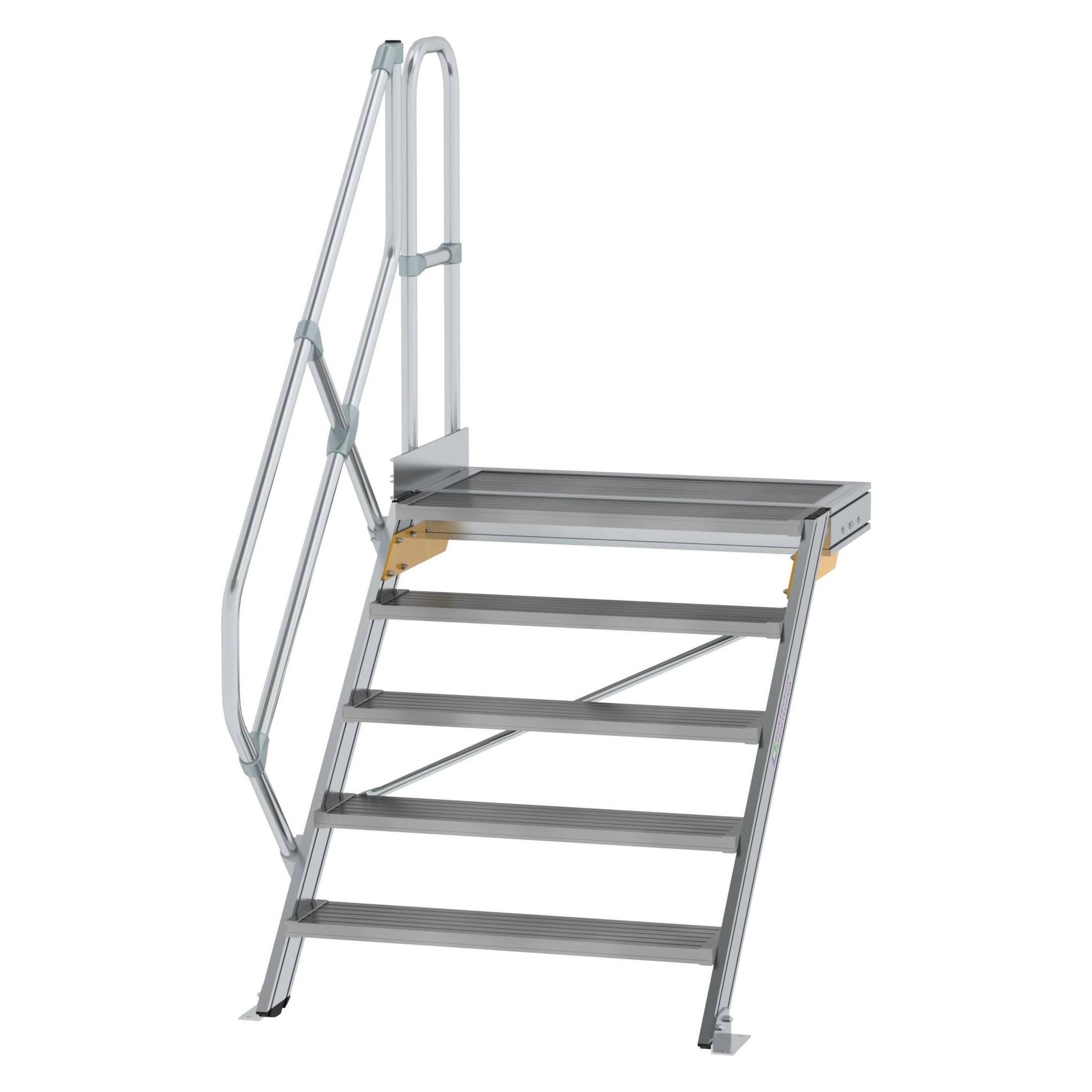 Munk Treppe mit Plattform 45° Stufenbreite 1000 mm 5 Stufen Aluminium geriffelt (600465)