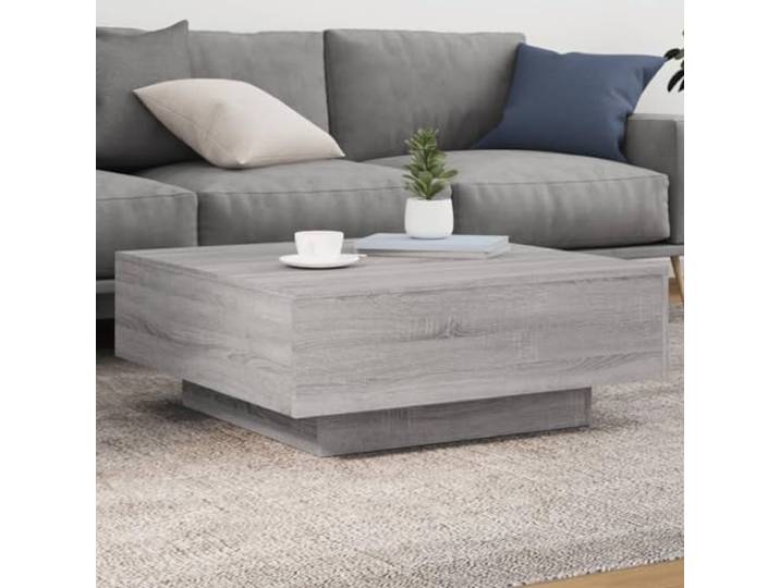 HEFZGDB Couchtisch Grau Sonoma 80x80x31 cm Holzwerkstoff Moderner Wohnzimmertisch mit Stabile Tischplatte Langlebiges Material Vielseitiges Design Beistelltisch