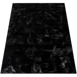 KADIMA DESIGN Teppich Kurzflor waschbar Einfarbig Wohnzimmer schmutzabweisend Schwarz  160x220 | 100% Polyester | Florhöhe: 10 mm | Maschinenwäsche, pflegeleicht