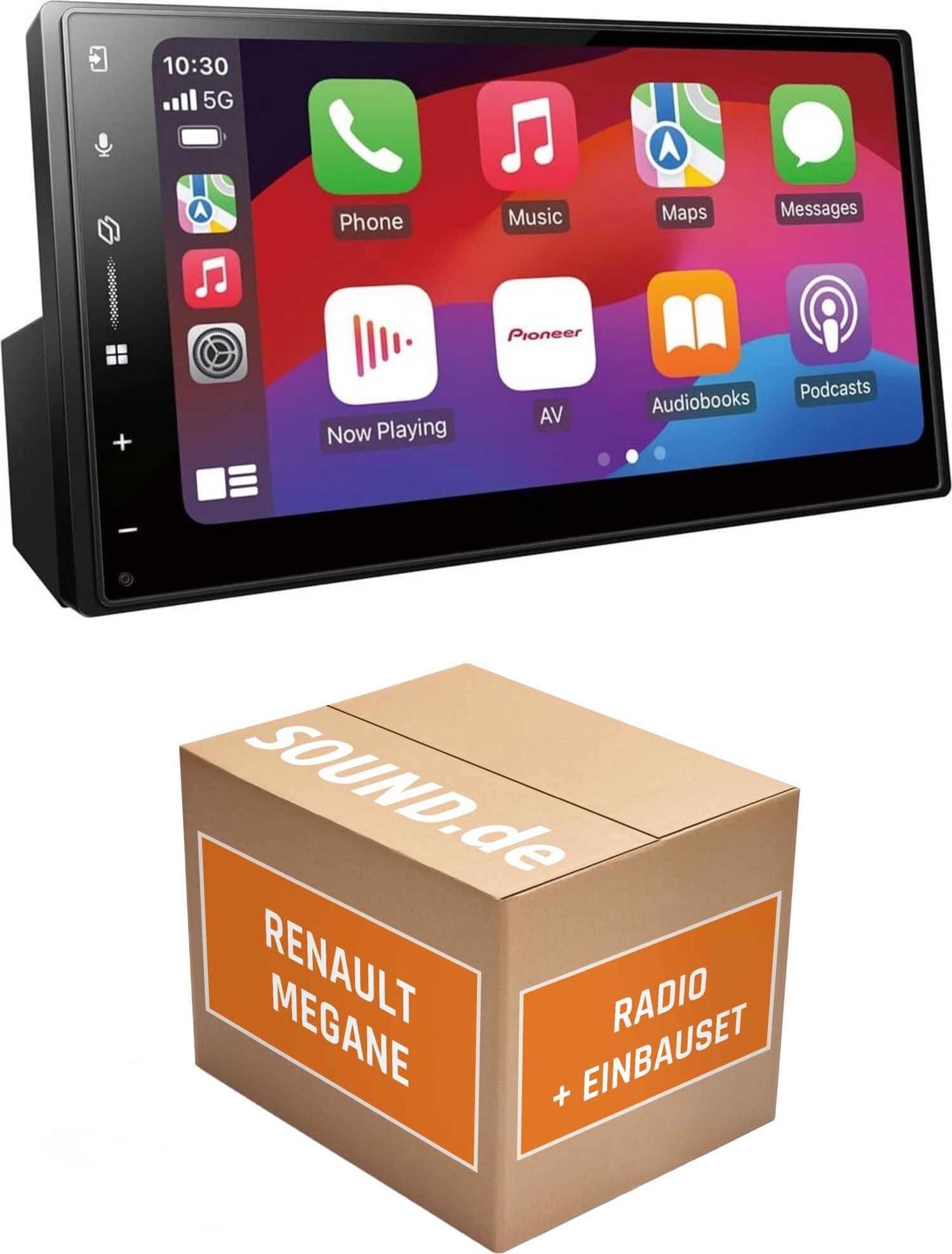 Autoradio Einbaupaket Pioneer SPH-DA77DAB passend für Renault Megane 2 mit Update List Radio Schwarz | Apple CarPlay Android Auto