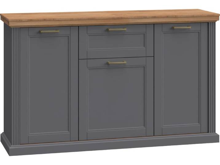 Kombikommode GOODPRODUCT Tara, im klassischen Landhausstil, FSC-zertifiziert, in 2 Grössen , grau (graphite matt, pacific walnut), B:167cm H:102cm T:48cm, Holzwerkstoff, MDF, Sideboards, Kombikommode, lackiert mit wasserbasiertem UV-Lack, unempfindlich und kratzfest