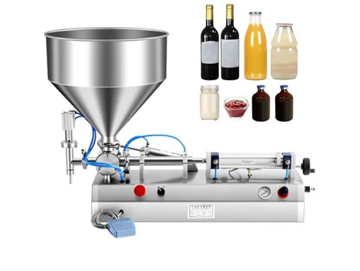 RETRIN Quantitative Füllmaschine Viskose Flüssigkeiten Edelstahl Pneumatische Abfüllmaschine 5-1500ml Automatisch/Manuell Umschaltbar Mit Pedal+Trichter,Für Honig,Tahini,Kosmetik,Öl 5to40ml