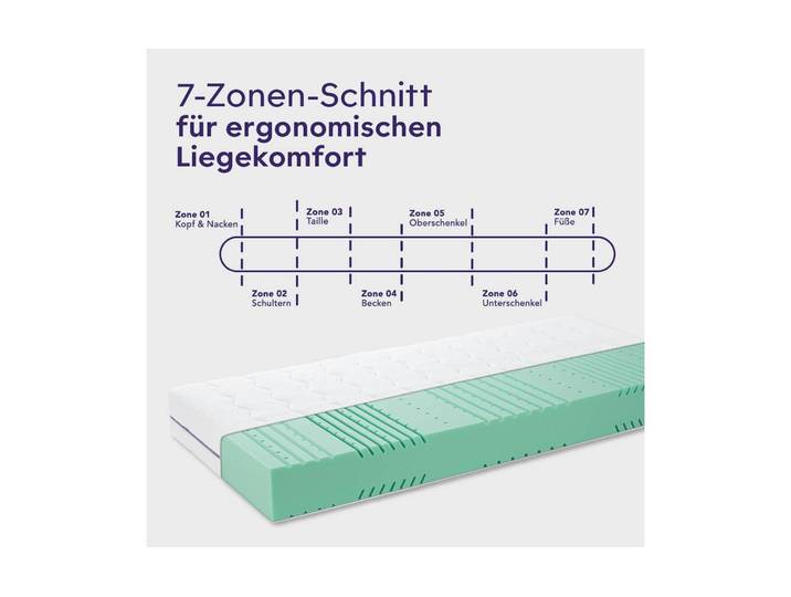Kaltschaummatratze TRÄUMELAND Graz, Naturfaser , grün (weiß), B:200cm H:20cm L:200cm, Bezug: 100% Viskose, Matratzen, Kaltschaummatratze, Kaltschaummatratze mit 7-Zonen-Komfortschnitt