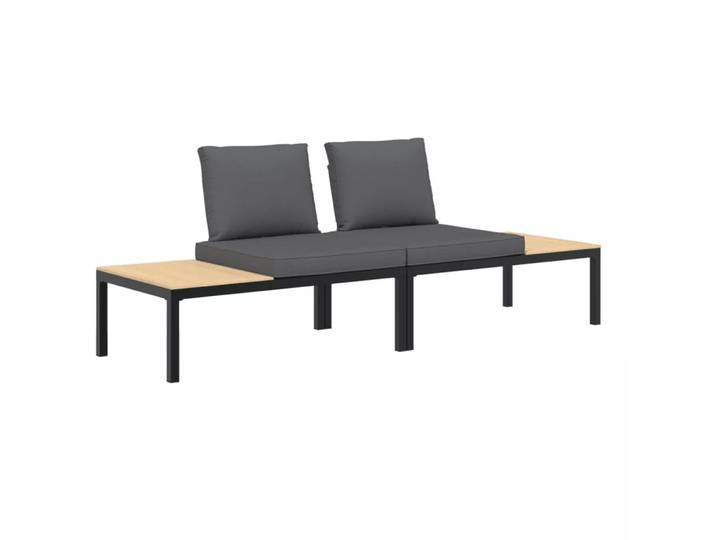 VidaXL - Garten sofagarnitur aluminium, One Size, Schwarz