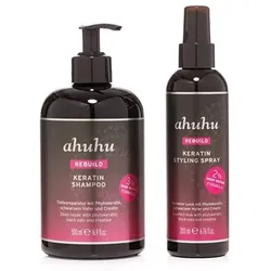 ahuhu Rebuild Keratin Shampoo 500ml, Styling Spray 200ml