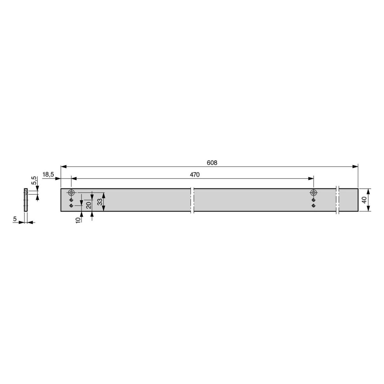 Dormakaba Montageplattenset zu Gleitschienen G-SR flach (Balkontür, Eingangstür, Holztür, Zimmertür) (64480001)