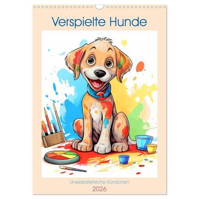 Verspielte Hunde (Wandkalender 2026 DIN A3 hoch), CALVENDO Monatskalender