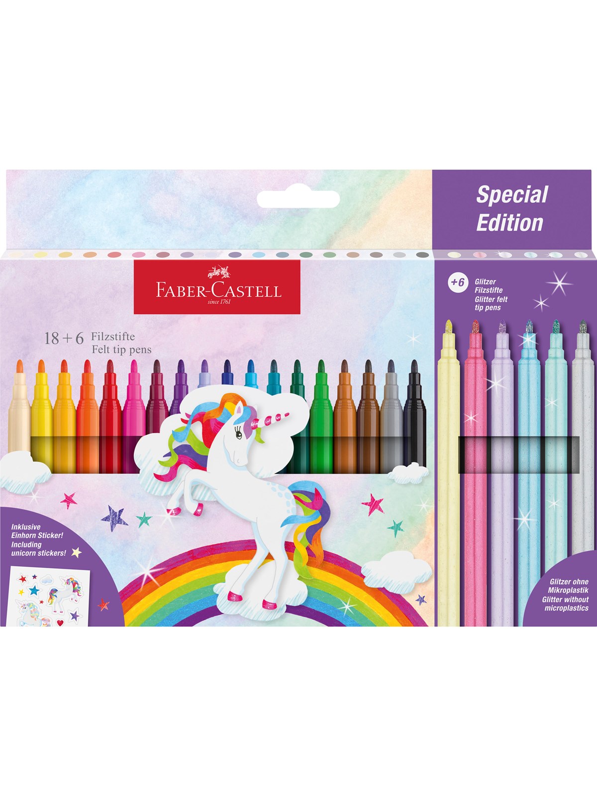 Faber-Castell Filzstift Einhorn 18+6 +Sticker