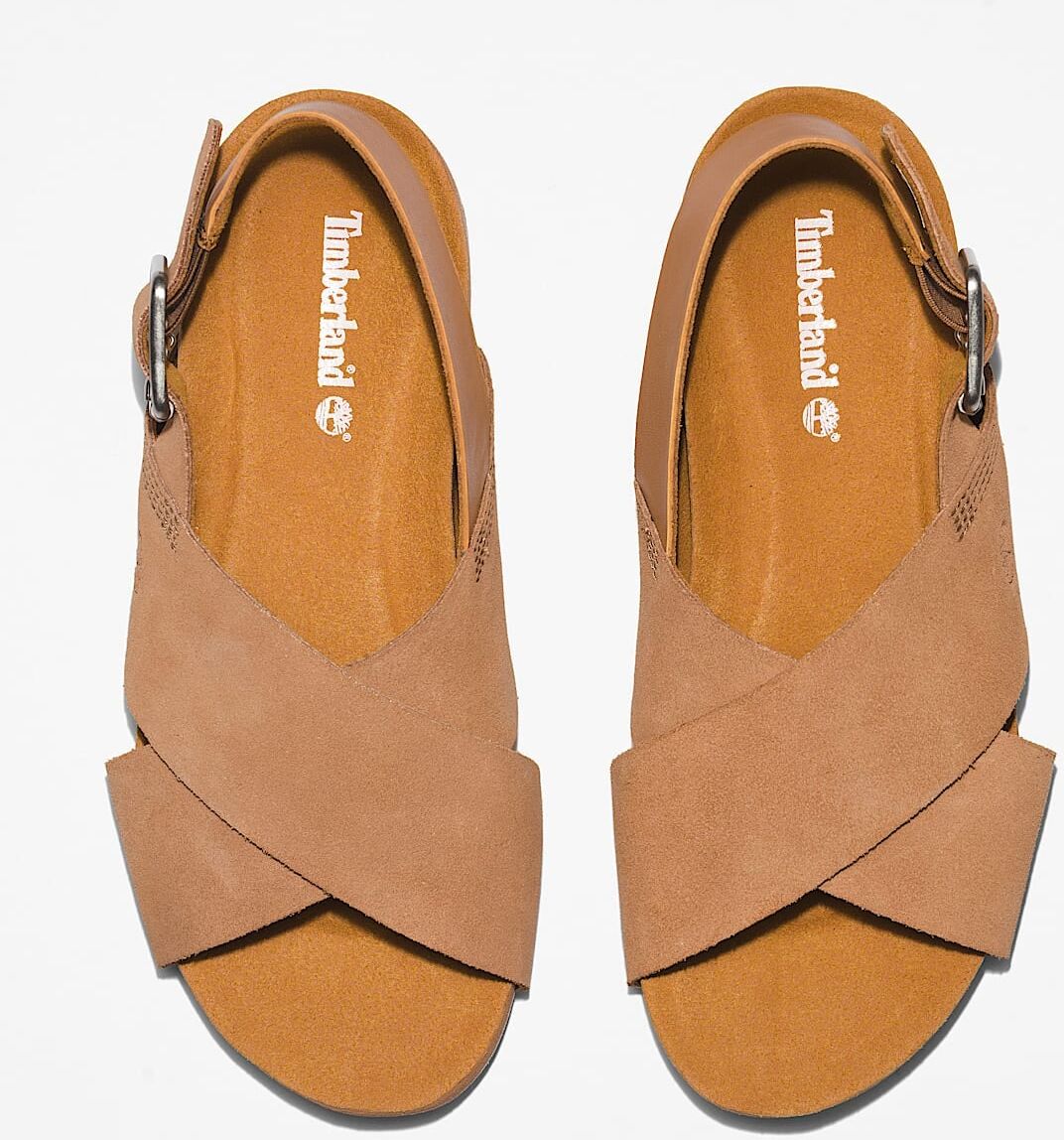 Sandale TIMBERLAND "MALIBU WAVES BASIC BACKSTRAP SANDAL", Damen, Gr. 37,5, Synthetik, braun (indian tan), Leder, Schuhe Sandale, aus Leder indian tan 37,5, Synthetik