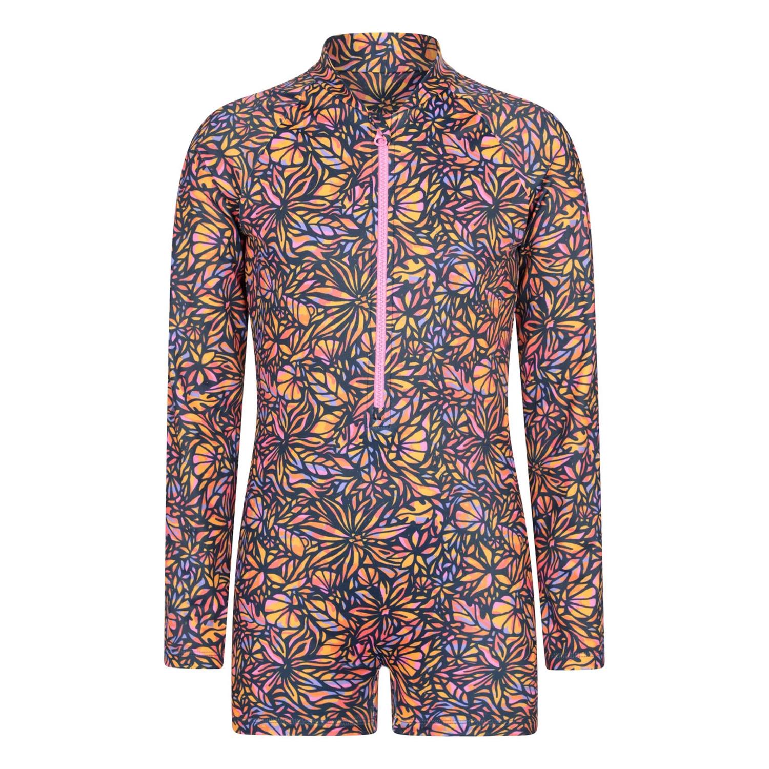 Mountain Warehouse Kinderen Mira Bloemen Langsleeve Rash Guard (Neon Oranje)