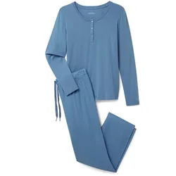 Tchibo - Flanell-Pyjama-Set - Damen - Gr. M - blau