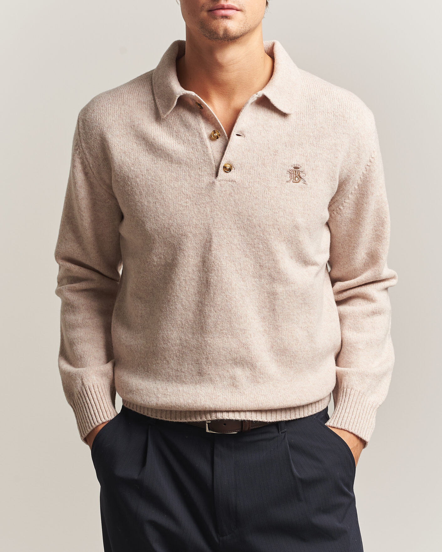 Baracuta Shetland Polo Antique White men L Hvid