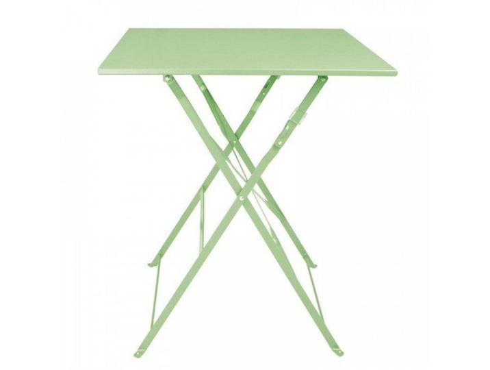 Table de terrasse carrée pliante (L)600 x (P)600 mm en acier thermolaqué vert clair