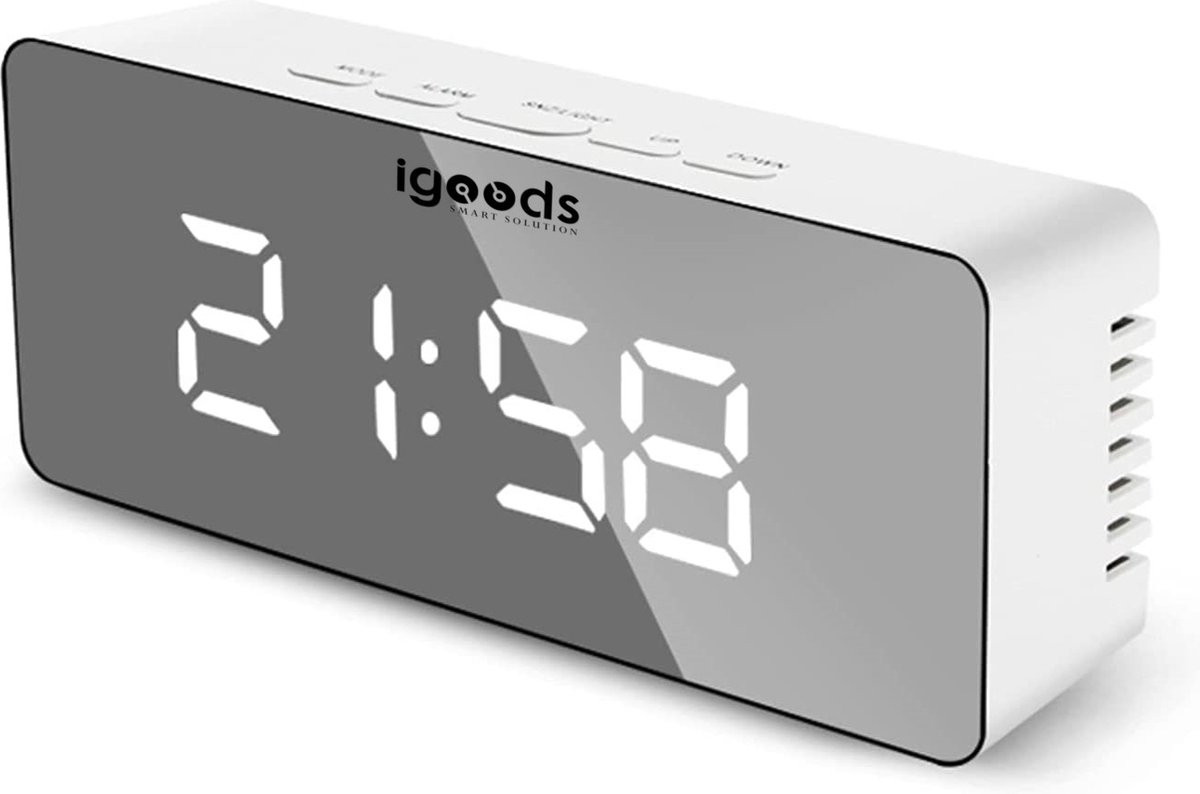 Igoods Digitale LED Wekker met Spiegel en Spiegelklok