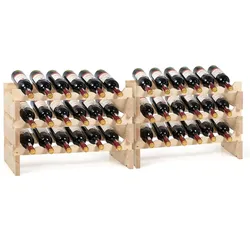 Helloshop26 - Stapelbares Weinregal 63,2 x 28 x 85,5 cm Kapazität für 36 Flaschen verstellbar modernes Design aus Naturholz