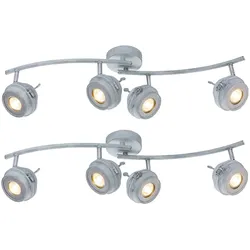LED Deckenlampe 4 flammig Wohnzimmerleuchte Deckenleuchte Spotleiste , Strahler verstellbar, Metall grau antik, 4x5W 4x 345lm warmweiß, 2er Set