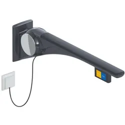 Hewi 802 LifeSystem Stützklappgriff 802.50.43260DR 900, anthrazit hochglanz/anthrazit matt, Spülauslösung, Funktionstaste, links
