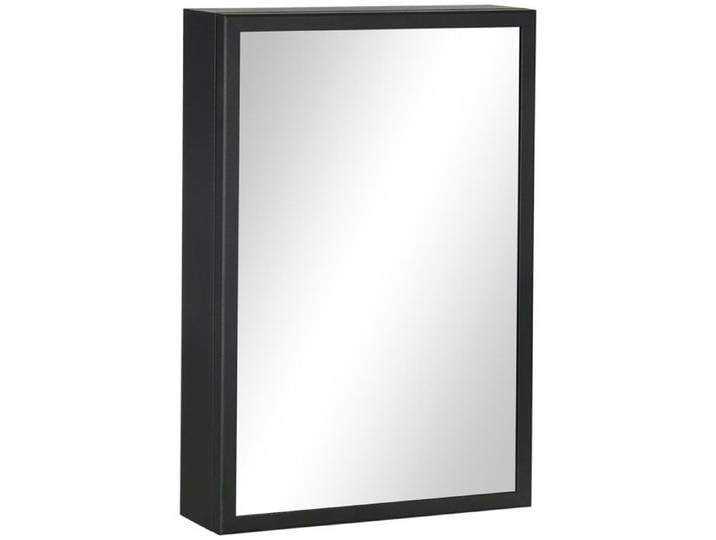 Armoire miroir Armoire suspendue pour chambre à coucher Noir Armoire médicale Armoire de salle de bain avec 3 étages