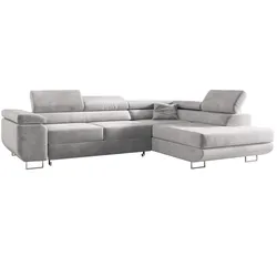 ECKSOFA GUSTAW L Hellgrau Velvet Rechts Seite