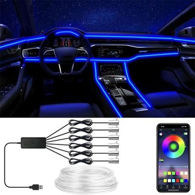 Uplift Essentials Flexible EL Wire Car Interior RGB LED Strip Lights With App Control 4in1 6m Usb