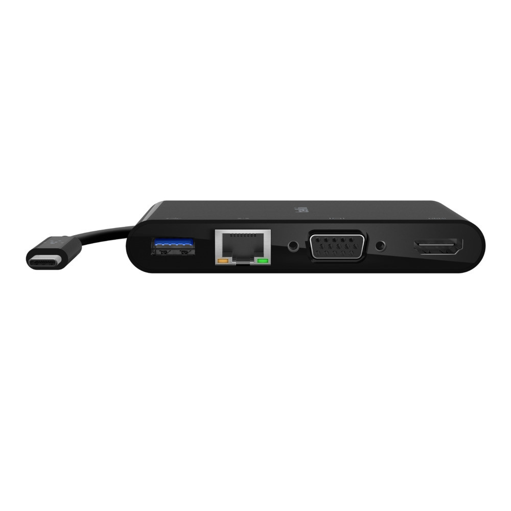 Belkin USB-C naar Gigabit Ethernet, HDMI, VGA en USB-A adapter, zwart