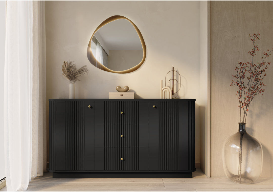 Bogart. Vesper 160 cm W Sideboard Black/Gold 77cm H X 160cm W X 38cm D