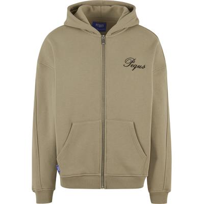 Kapuzenpullover PEQUS "PEQUS PEQUS Handwritten Logo Zip Hoodie", Herren, Gr. XL, beige (dust grau), 100% Baumwolle, Rundhals, Pullover Kapuzenpullover