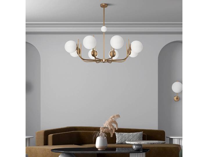 Suspension Rendez-Vous Ø 103cm Laiton 8 Verre dépoli / Métal mixte E14