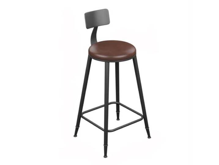Küche Brauner Barhocker mit Rückenlehne, Retro-Hochstuhl aus Eisen(XS)
