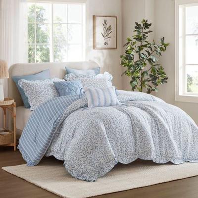 Jla Home/Bed Darcy Comforter Bed Set Blue, King, Blue
