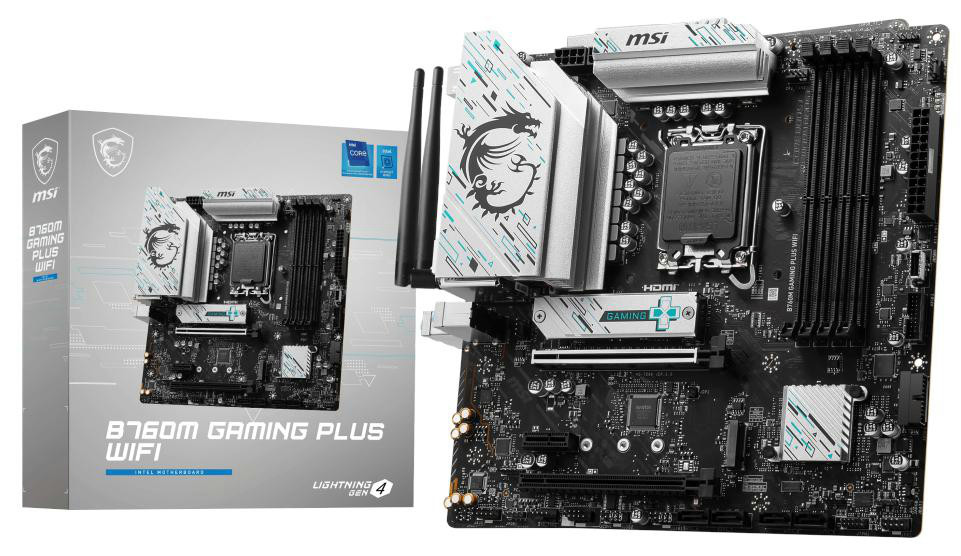 MSI B760M GAMING PLUS WIFI ATX Mainboard Sockel 1700 M.2/WIFI/BT/DP/HDMI/USB-C 7D99-017R