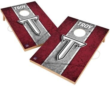 Skip's Garage Vintage Troy University Trojans Regulation 2x4 Cornhole Set