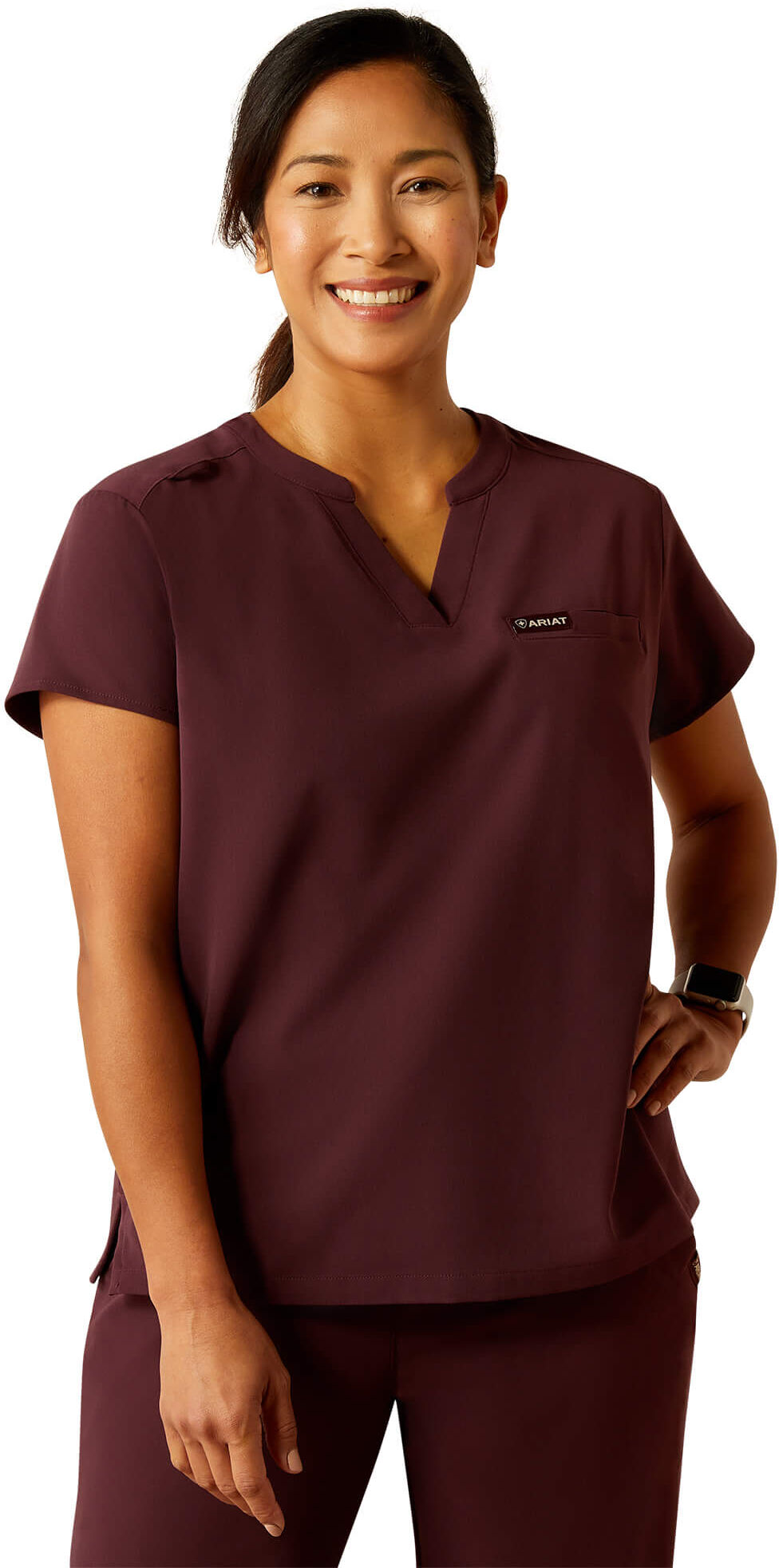 Women's Eliza Fashion Scrub Top in Winetasting, Size: Medium by Ariat