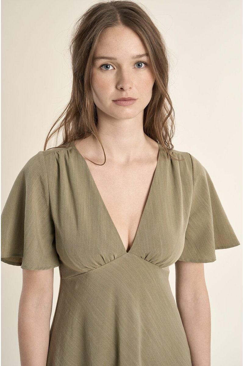 MOLLY BRACKEN Robe longue manches courtes col V