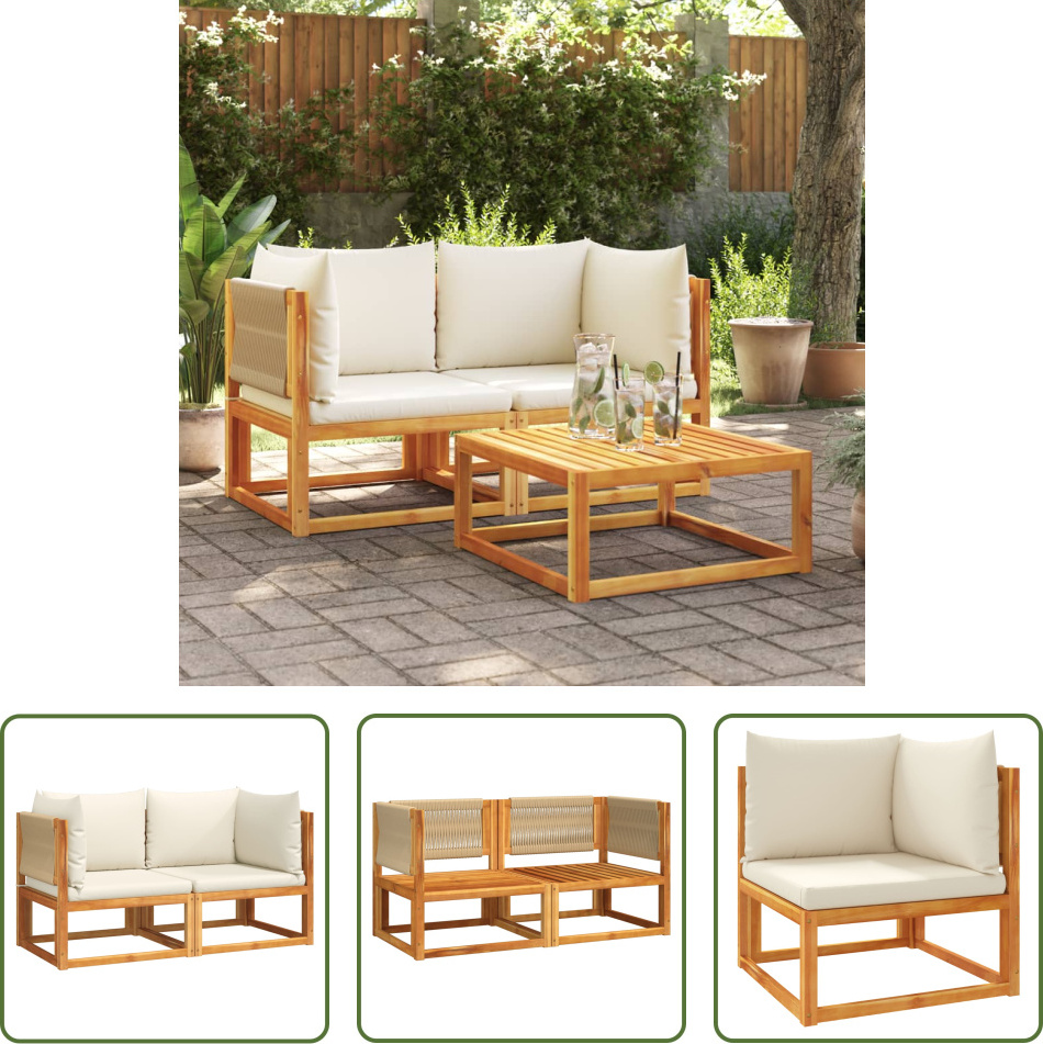 The Living Store Garten-Ecksofas mit Kissen 2 Stk. Massivholz Akazie
