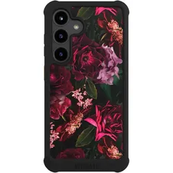 Nivocase Hülle für Samsung Galaxy S24 Stossfeste Handyhülle NIVOmax Case Schwarz Blumen Blüte Rose (Samsung Galaxy S24), Smartphone Hülle, Schwarz, Rosa