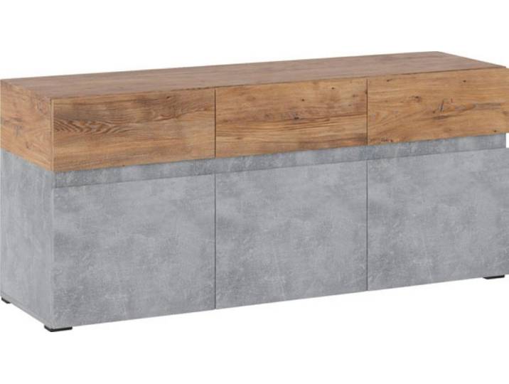 Feldmann-Wohnen Lowboard Rimini (Rimini, 1 St., Kommode), 135x40x59cm Atelier hell / Kastanie Breslau grifflos 3-türig