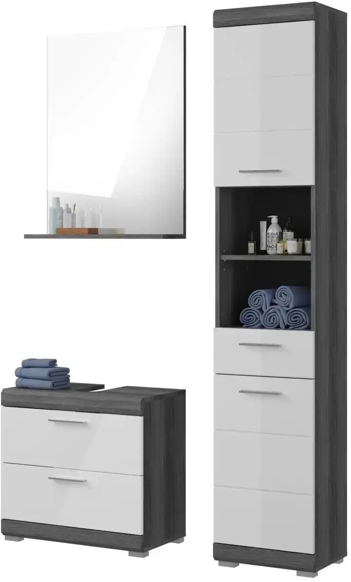Höffner Badmöbel-Set SCHLOONSEE  3 teilig  bestehend aus: Hochschrank