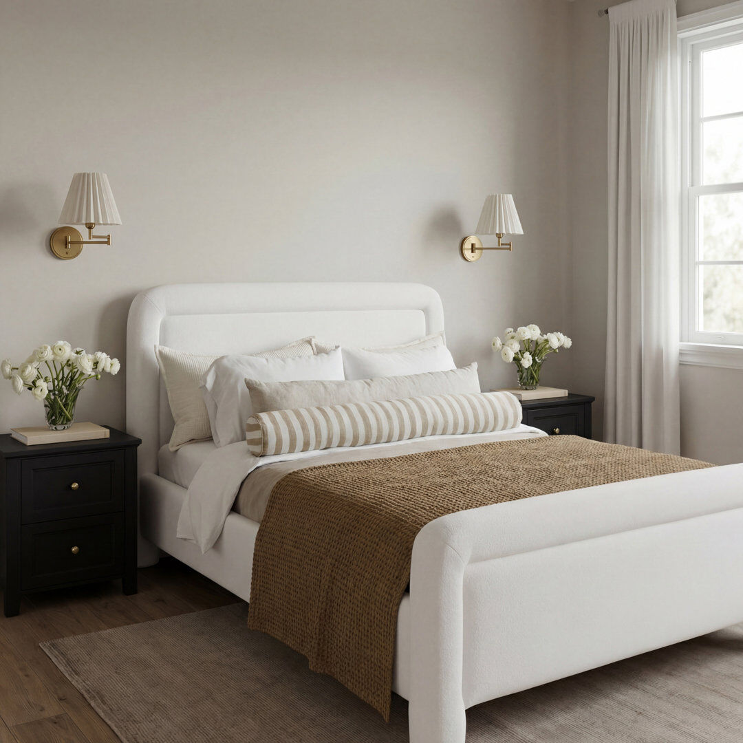 Brayden Studio Upholstered Bed Frame White Kingsize (5')