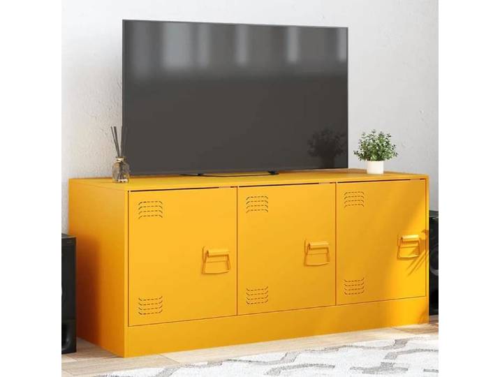 SALE 2026  Armoire TV moderne Jaune - Meuble TV jaune moutarde 99x39x44cm acier PRO258111146