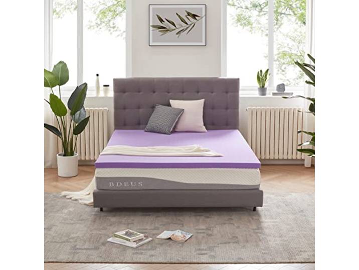 SINWEEK 5,1 cm Gel-Memoryschaum-Matratzenauflage, belüftet, weich, Matratzenauflage, CertiPUR-US-Zertifiziert, Queen-Size-Größe, Violett